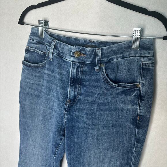 Express Skyscraper Mid Rise Hyper Stretch Slit Hem Jeans Sz M - Picture 3 of 9
